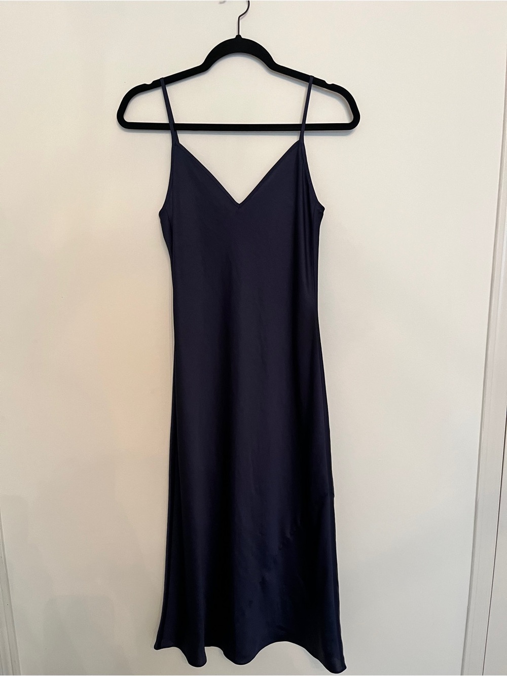 Aritzia Navy Satin Slip Dress